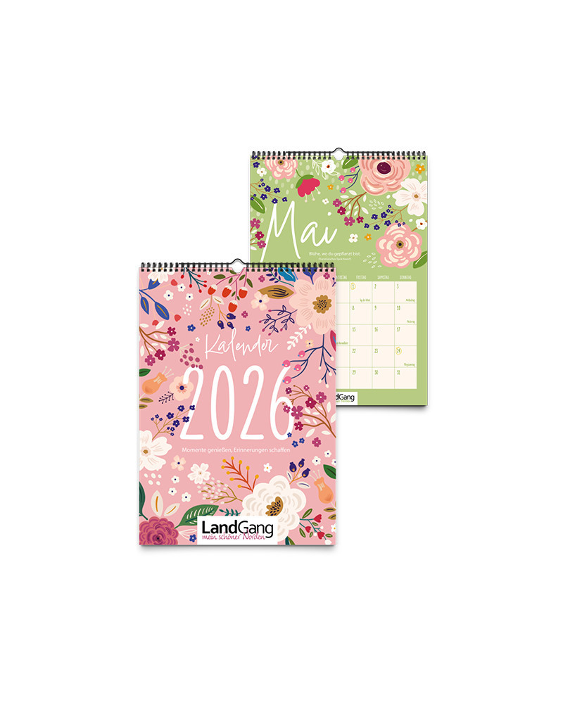 Landgang Kalender mit Blumenmuster 2026